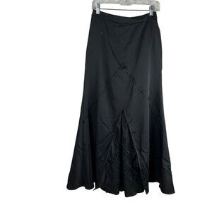 Vintage Margalit New York Maxi Skirt Women 0 Black Taffeta Event Formal Pleat